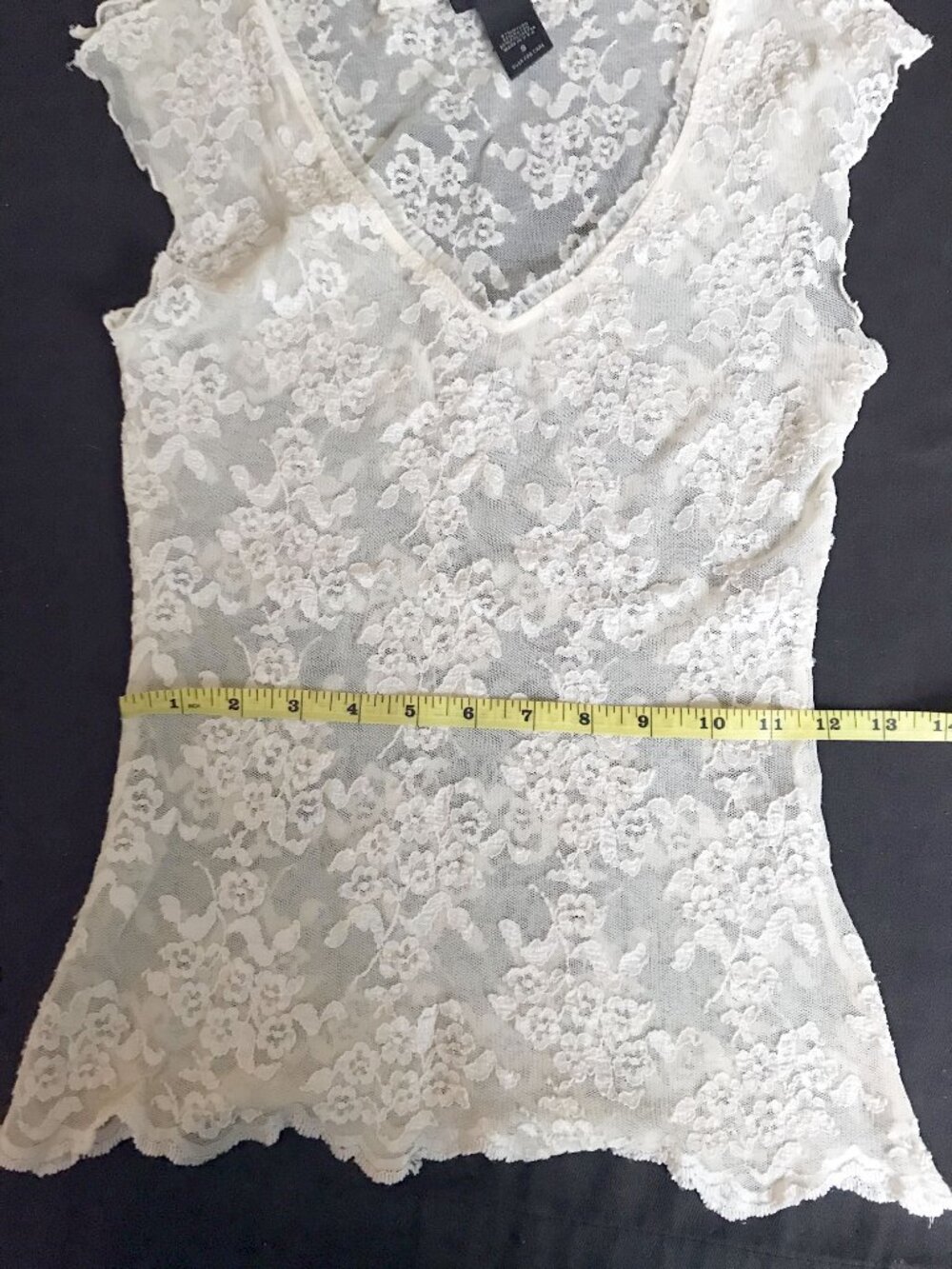 EXPRESS Vintage Y2k Women's Cream Sheer Floral Lace Sleeveless Top, Size S - Picture 7 of 8